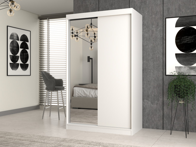 Šatníková skriňa s posuvnými dverami Igatossa 120 D (biela) (so zrkadlom)