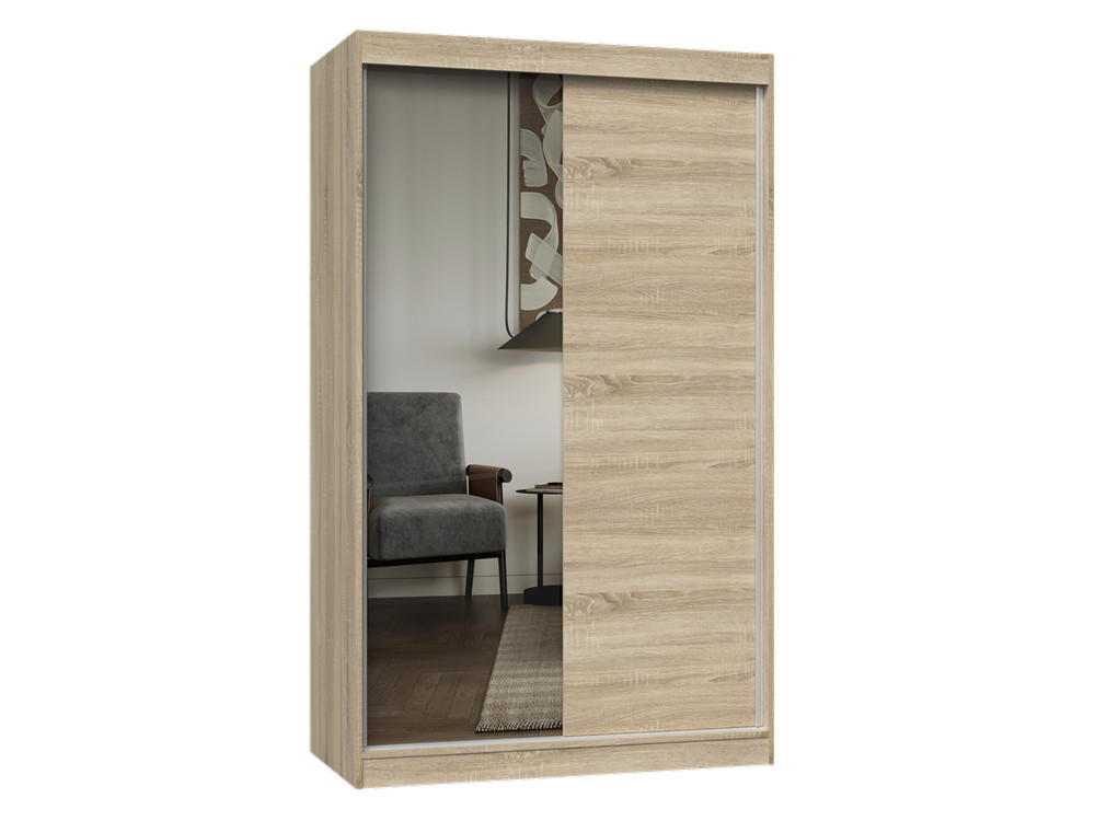Šatníková skriňa s posuvnými dverami Igatossa 120 D (dub sonoma) (so zrkadlom)