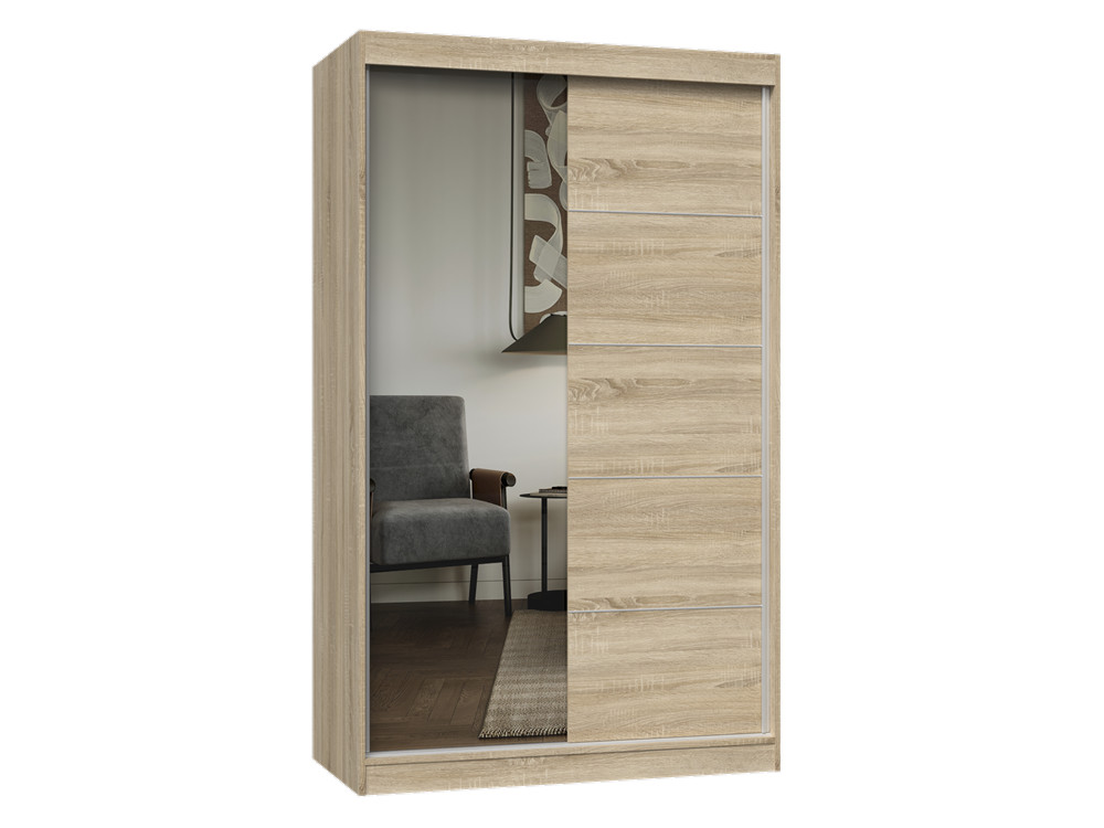 Šatníková skriňa s posuvnými dverami Igatossa 120 E (dub sonoma) (so zrkadlom)