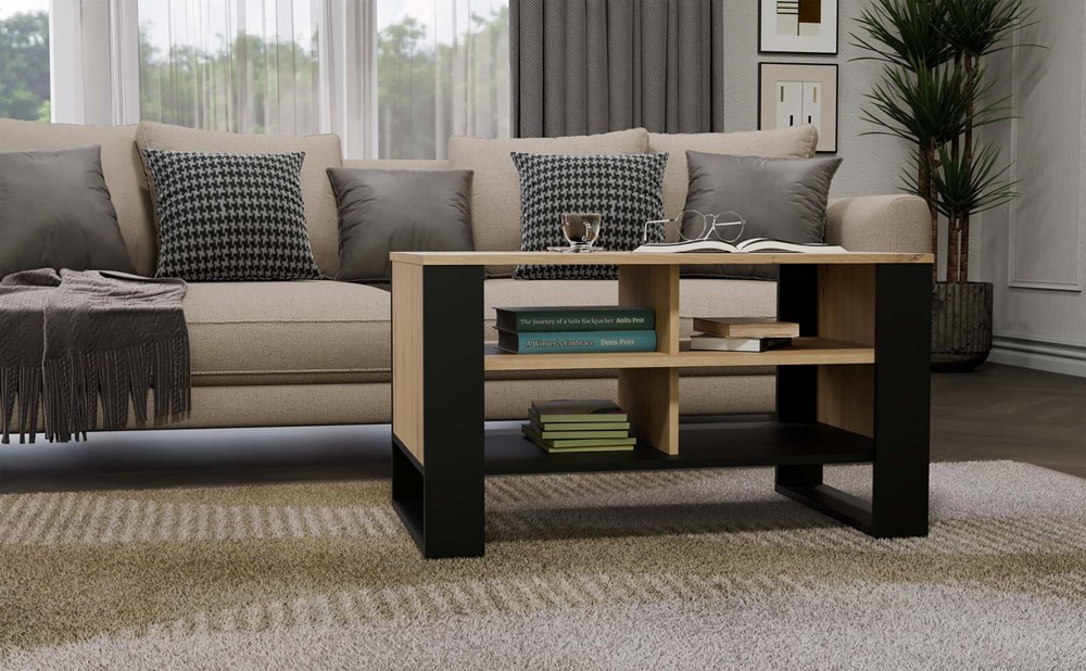 Konferenčný stolík Maduro 4 (dub artisan + čierna)