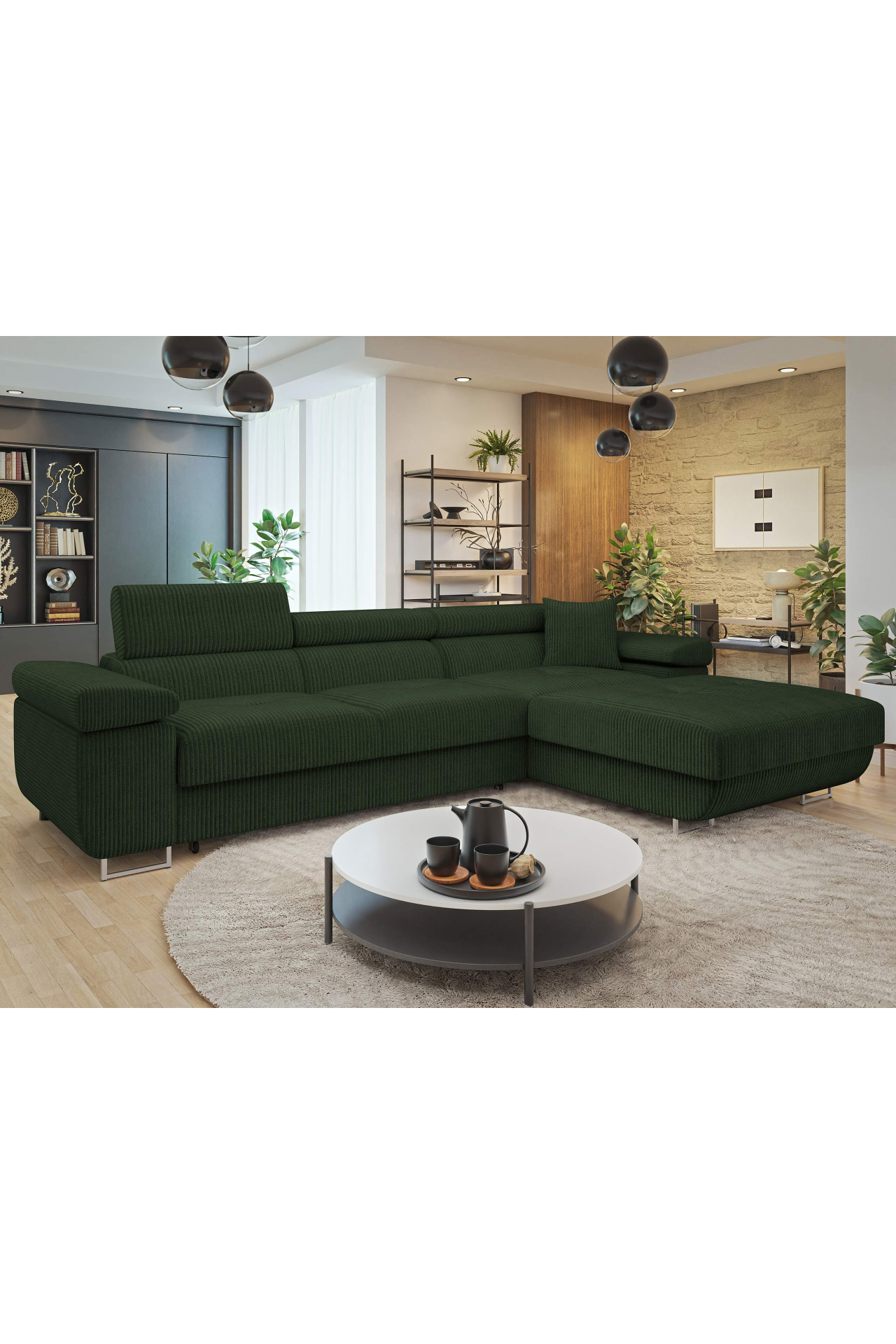 Rohová sedačka Terazuro Mini S (tmavozelená) (s úl. priestorom) (P)