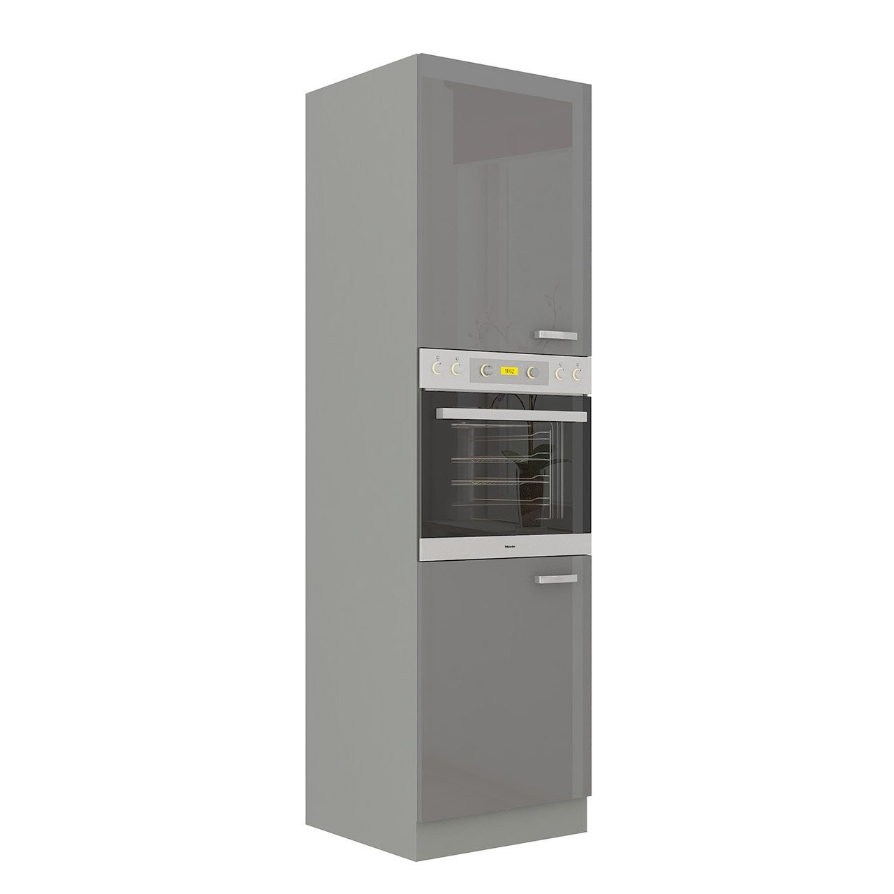 Skrinka vysoká pod rúru na pečenie Milo 60 DP-210 2F (sivá + sivý lesk)