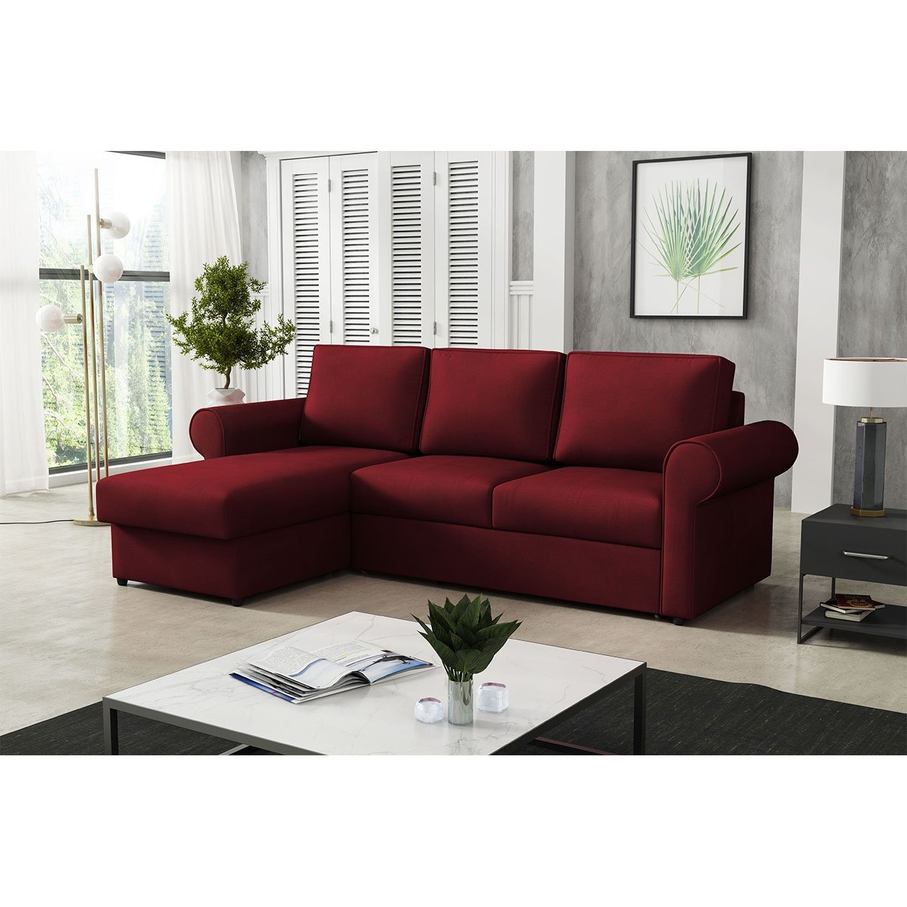 Rohová sedacia súprava Majadahonda (bordová)