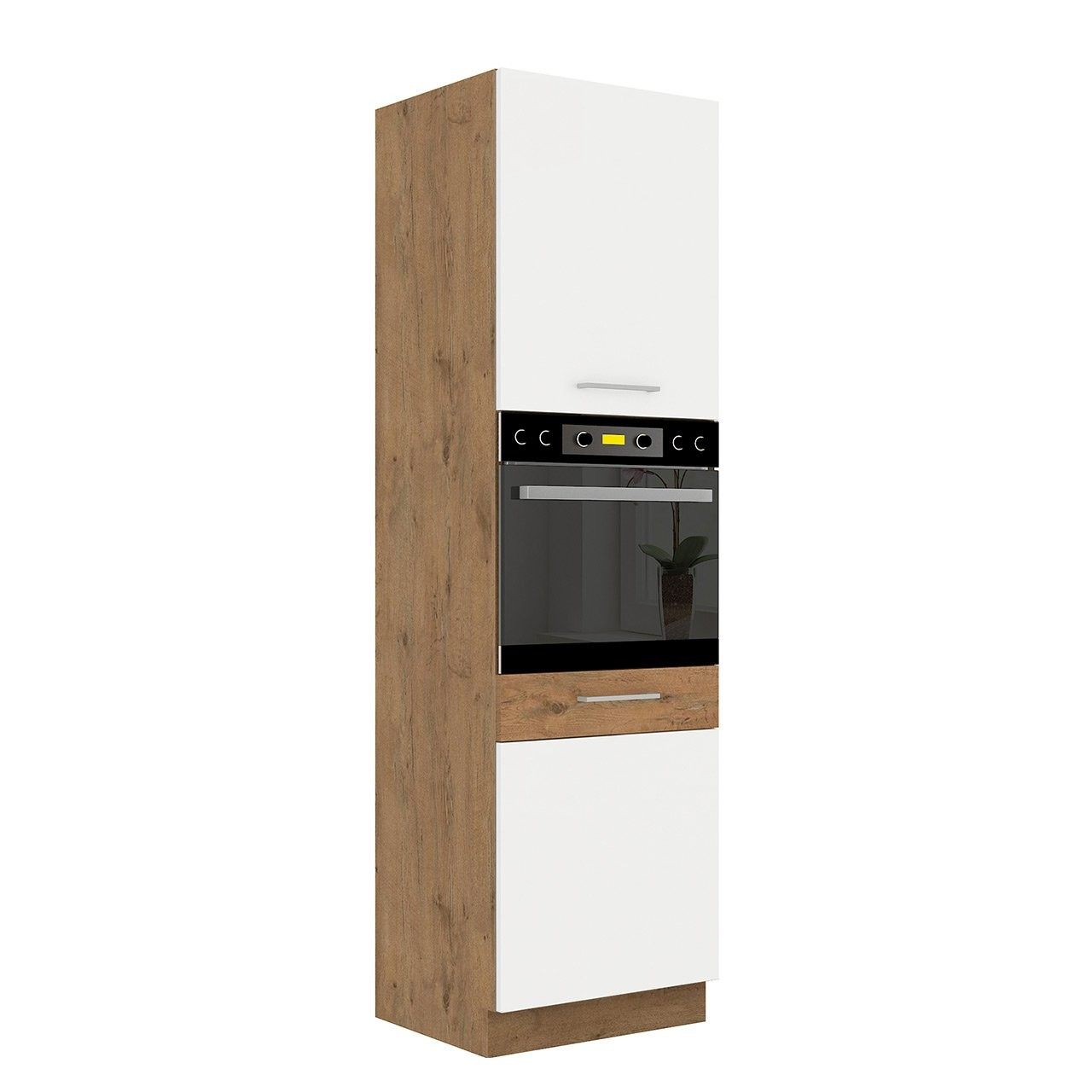 Vysoká kuchynská skrinka pod rúru Bronte 60 DP-210 2F (dub lancelot + biely lesk)
