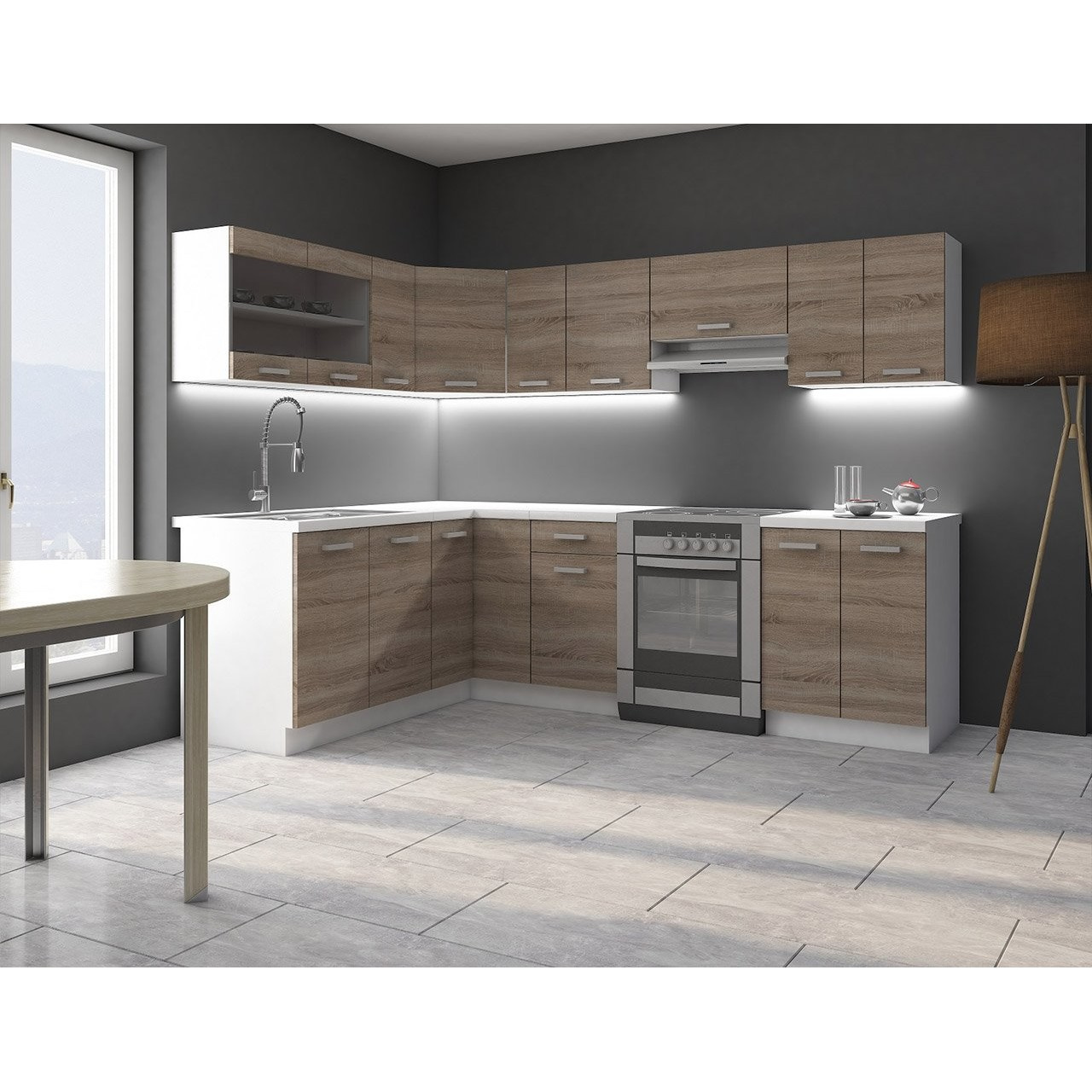 Kuchyňa Merasoja II (biela + sonoma truflová)