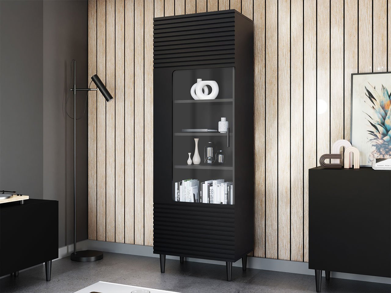 Vitrína Sarlana 1D (čierna)