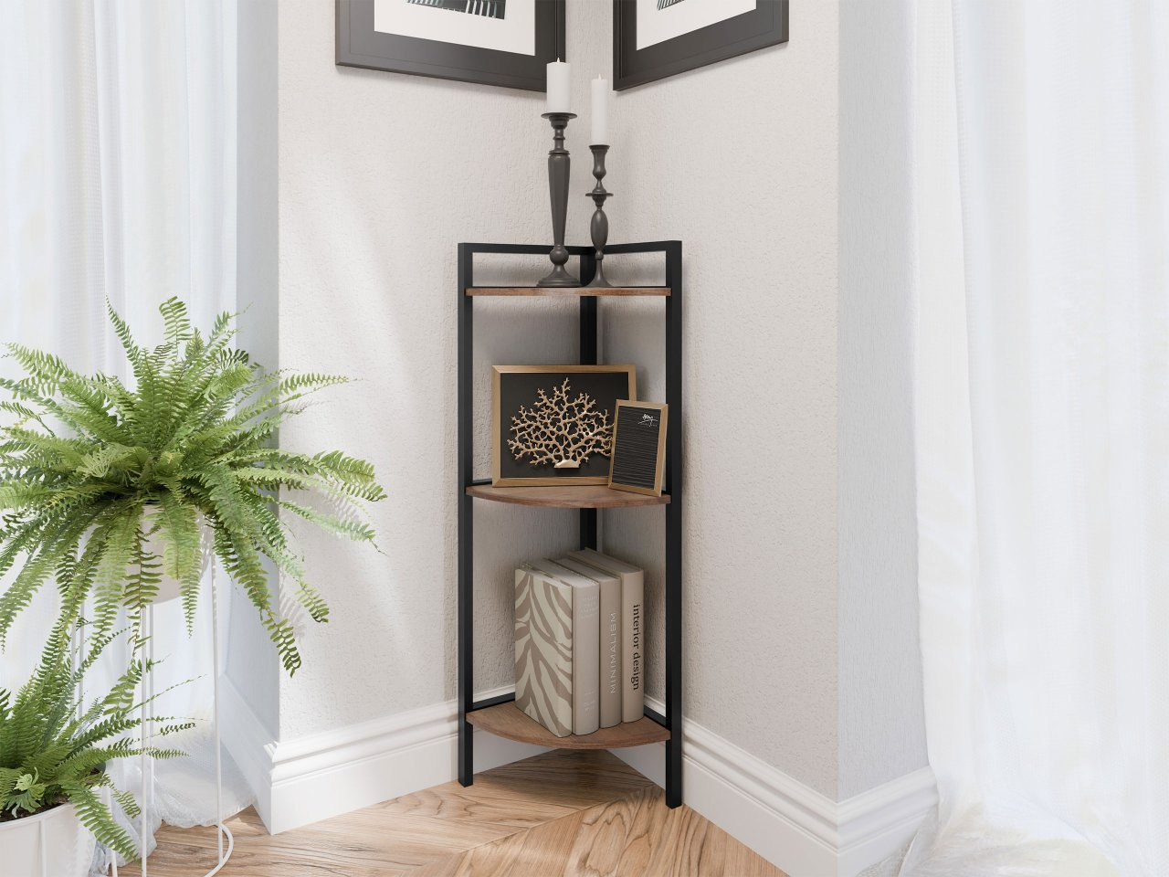 Regál Zurich  (čierna + hnedá)