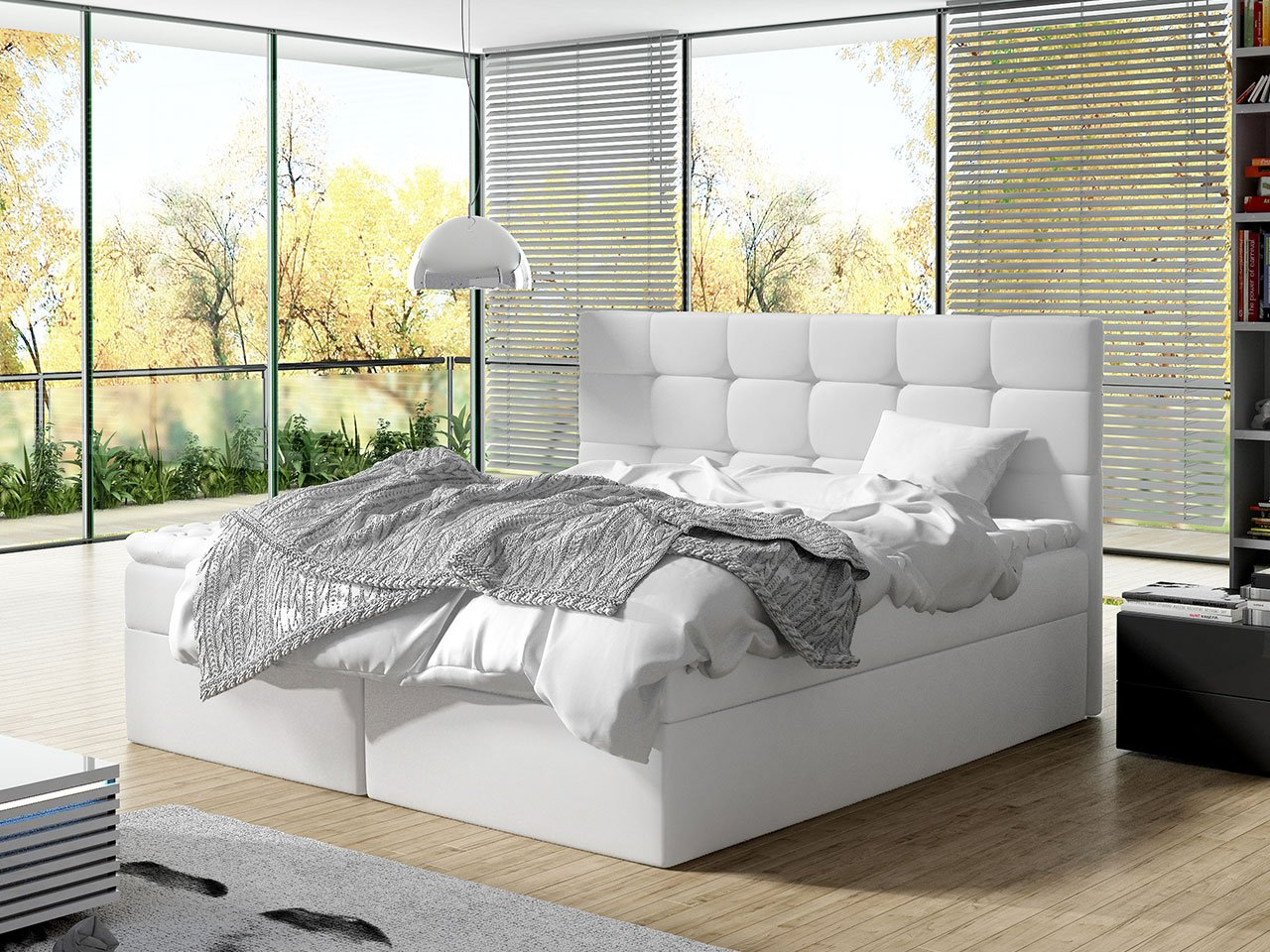 Manželská posteľ Boxspring 180 cm Cinara (ekokoža soft 017 (biela)