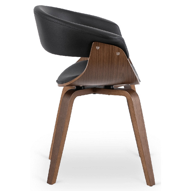 Jedálenská stolička Generosas 1 (čierna ekokoža + orech) 