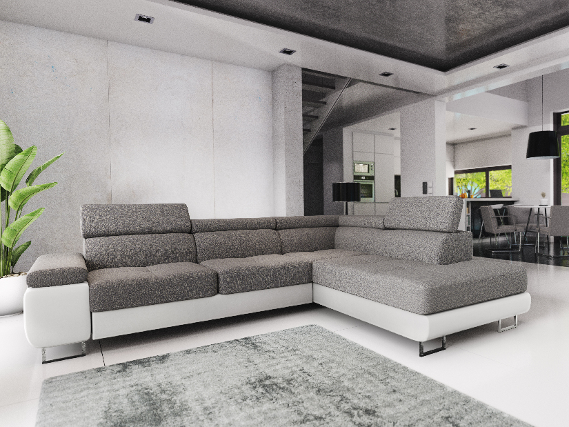 Rohová sedacia súprava Ascend L (sivá + čierna) (L)