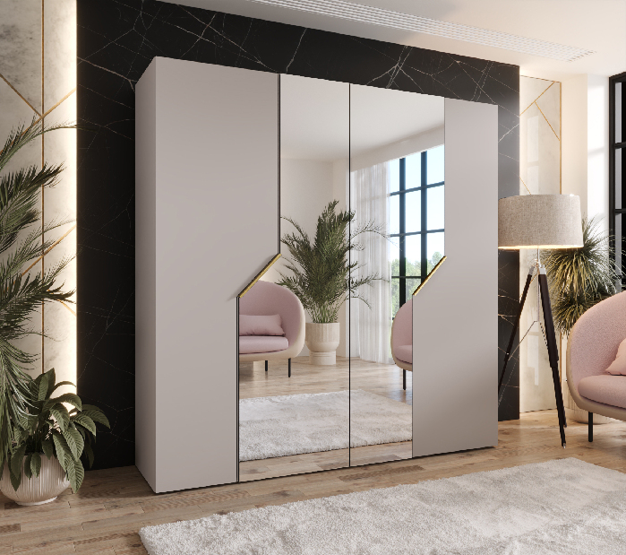 Šatníková skriňa Alaris 2 200 (kašmír + zlatá) (so zrkadlom)