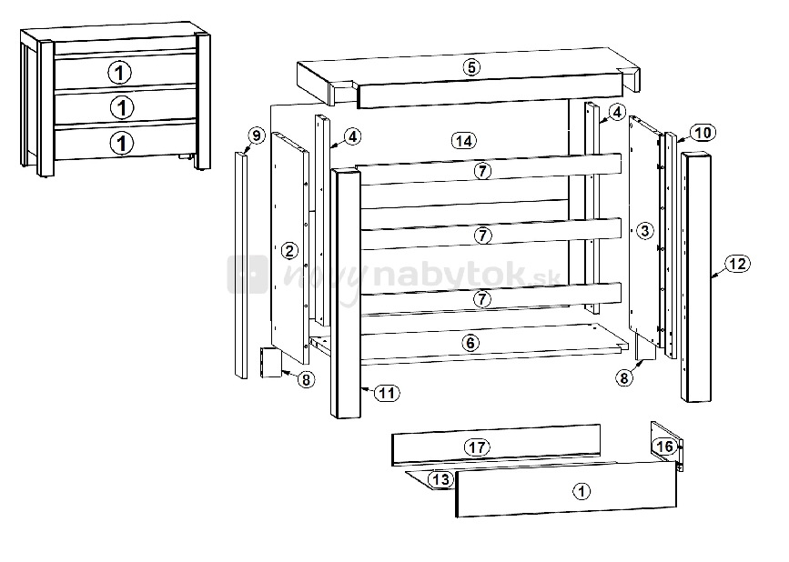 Komoda BRW August KOM3S