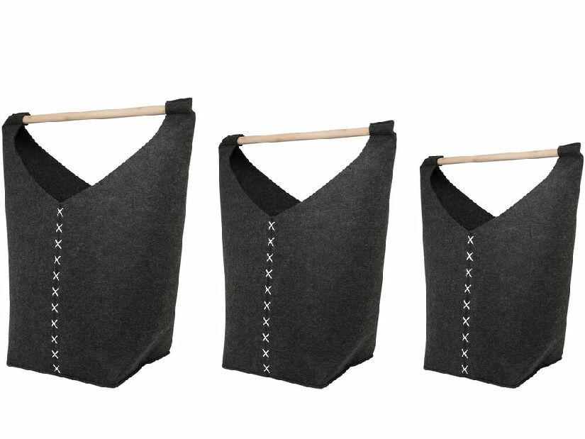Set 3 ks. textilných košov KIANDRA (plsť) (sivá)