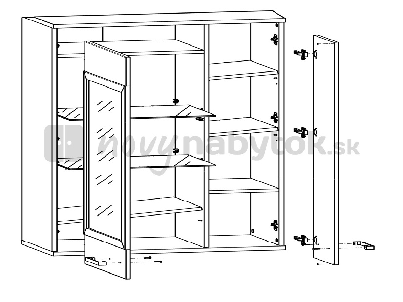 Vitrína na stenu BRW Dolomit SFW1W1D/13/8