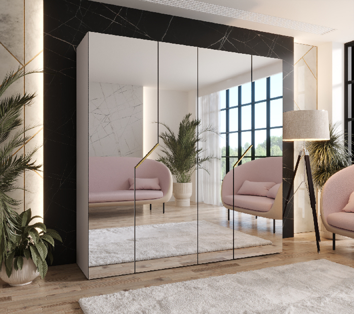 Šatníková skriňa Alaris 3 200 (kašmír + zlatá) (so zrkadlom)