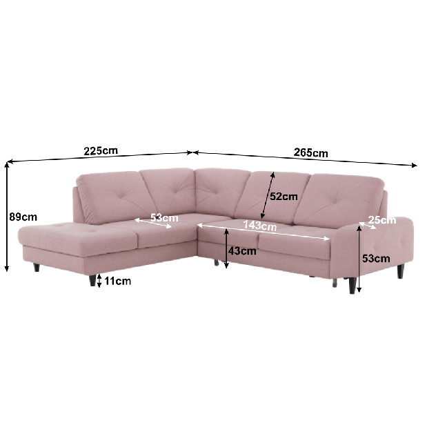 Rohová sedačka Prada (púdrová) (L)