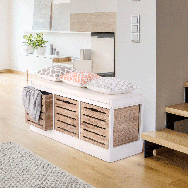 Lavica Tordo (biela + medová)