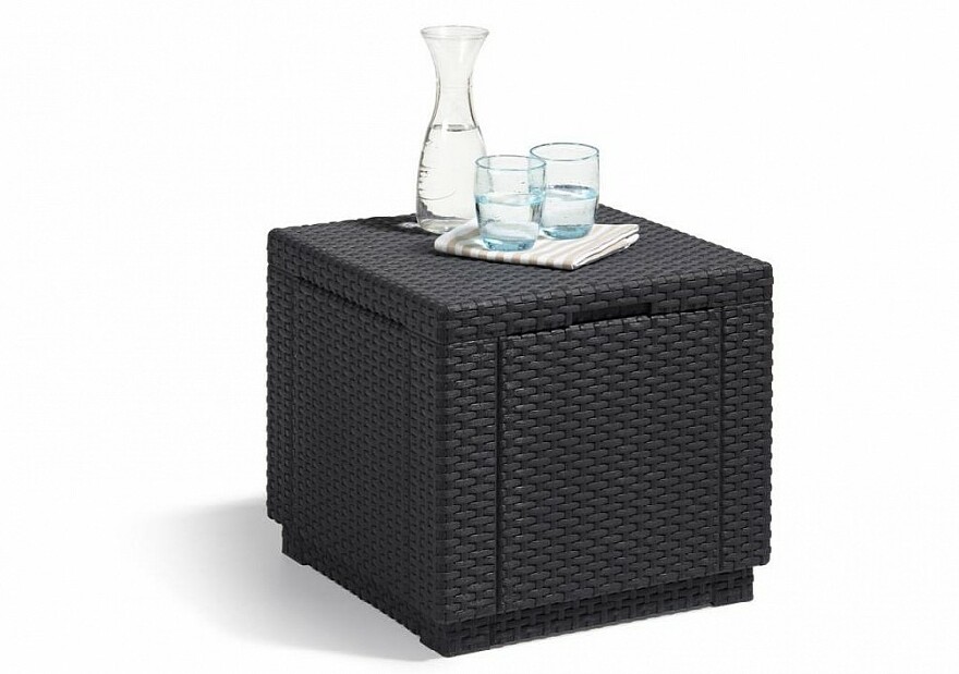 Záhradná taburetka Cube (antracit) (um. Ratan) *vankúš ZADARMO