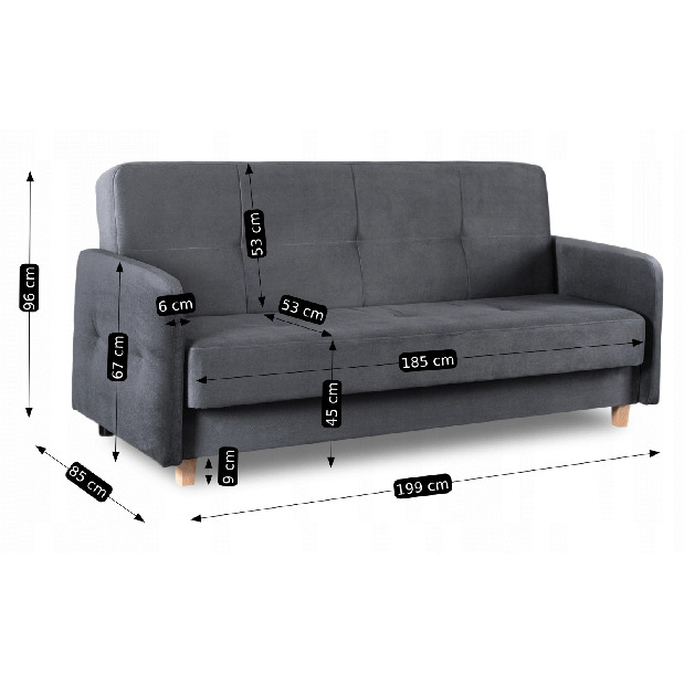 Pohovka Cubico (sivá) 