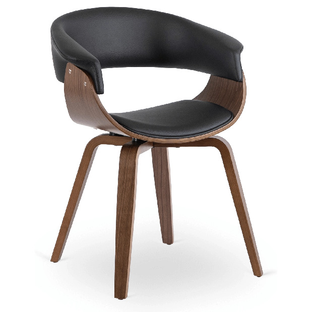 Jedálenská stolička Generosas 1 (čierna ekokoža + orech) 