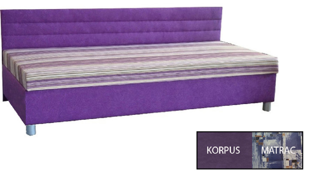 Jednolôžková posteľ (váľanda) 120 cm Etile 1 (so sendvičovým matracom) (tmavofialová + vzor) *výpredaj