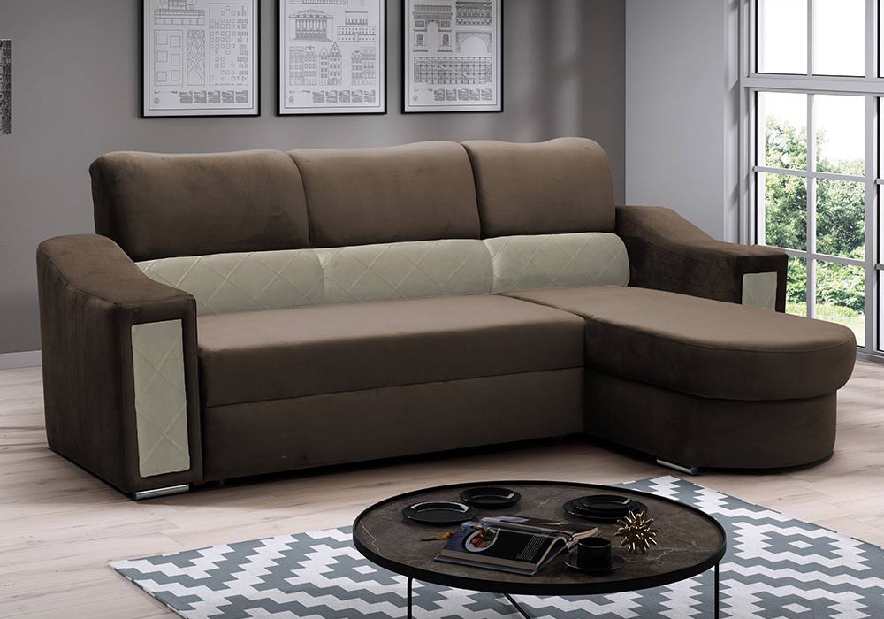 Rohová sedačka Komo (hnedá + béžová) (P)