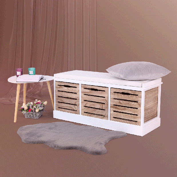 Lavica Tordo (biela + medová)