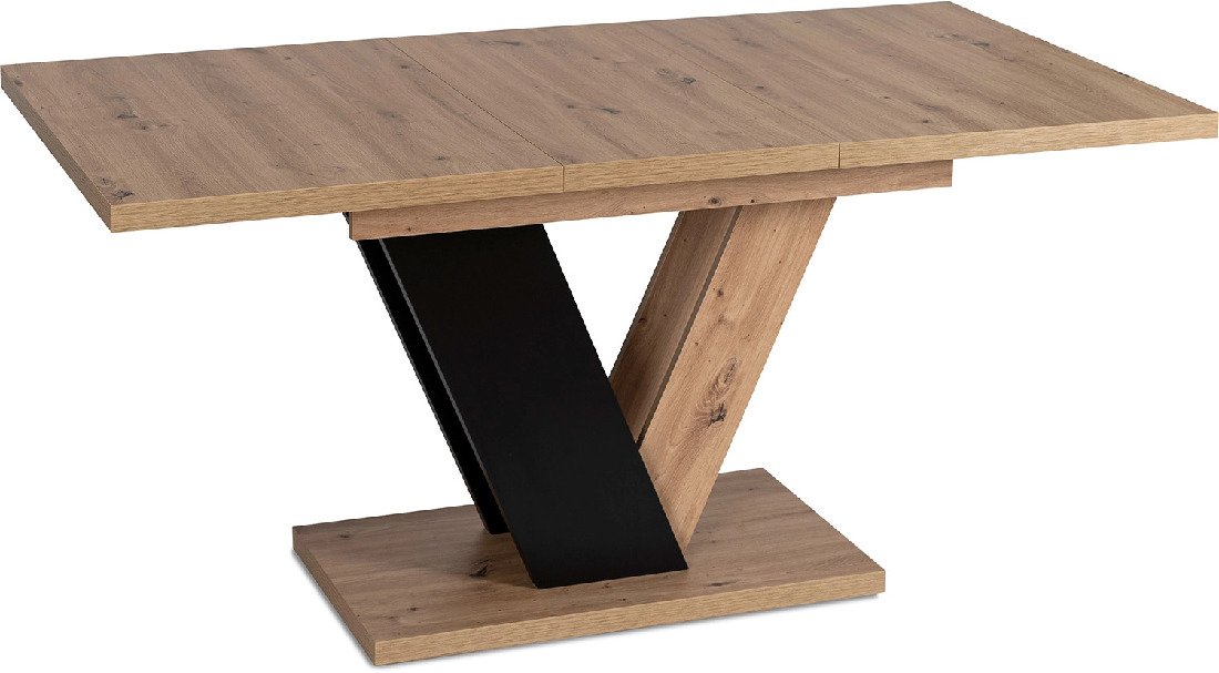 Rozkladací jedálenský stôl Comentado (dub artisan + čierna) (pre 4-6 osôb)