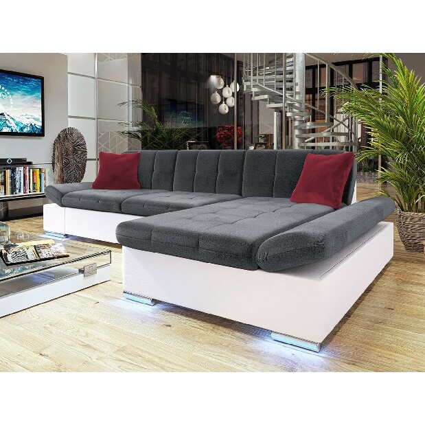 Rohová sedacia súprava Laviva (P) (sivá + biela) (LED) *výpredaj