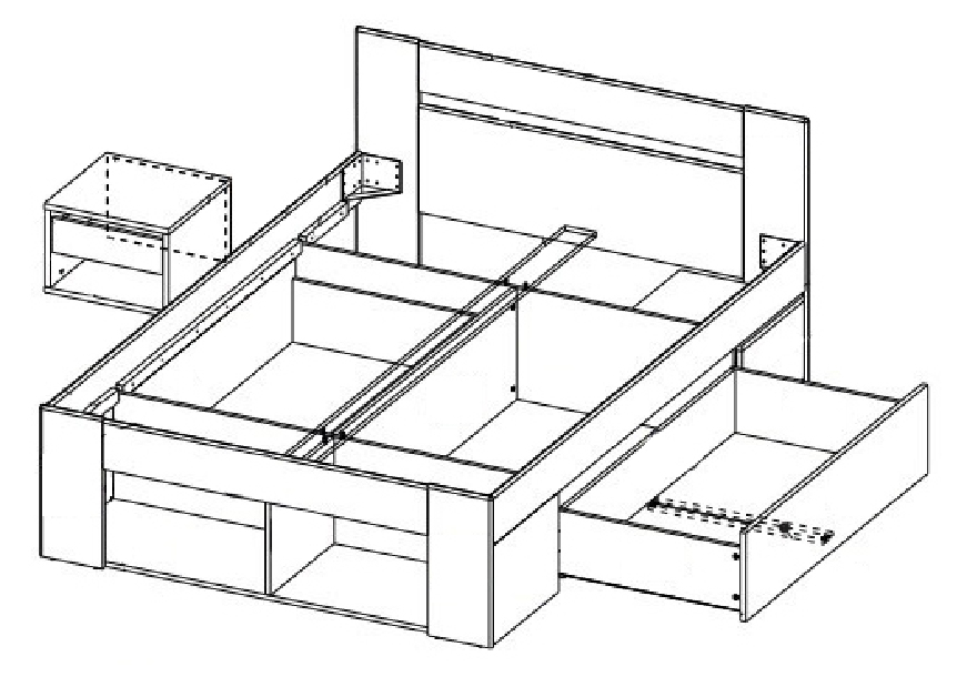 Manželská posteľ 160 cm Milo MOB-4027 (s noč. stolíkmi)