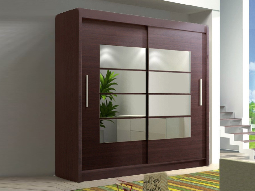 Šatníková skriňa Toronto wenge + zrkadlo MOB-4111