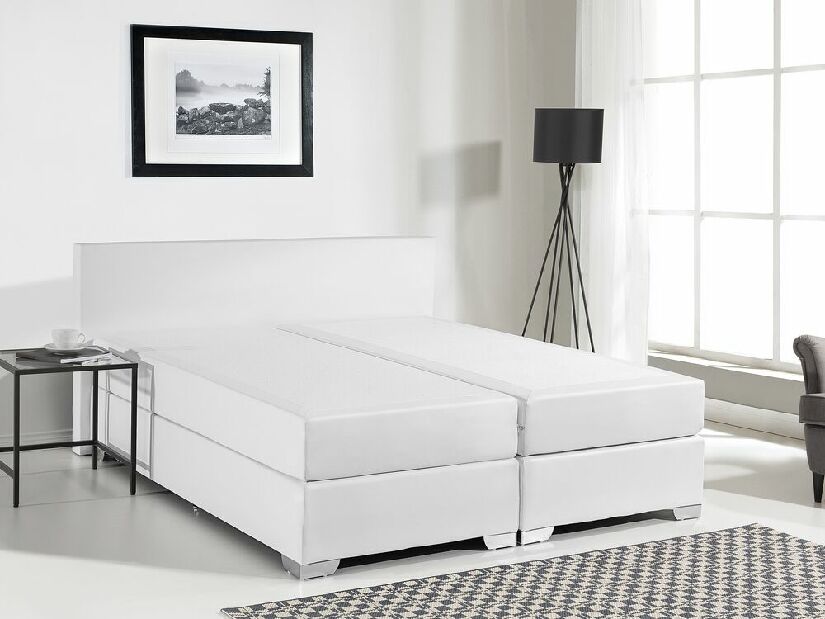 Manželská posteľ Boxspring 140 cm PREMIER (s matracmi) (biela)