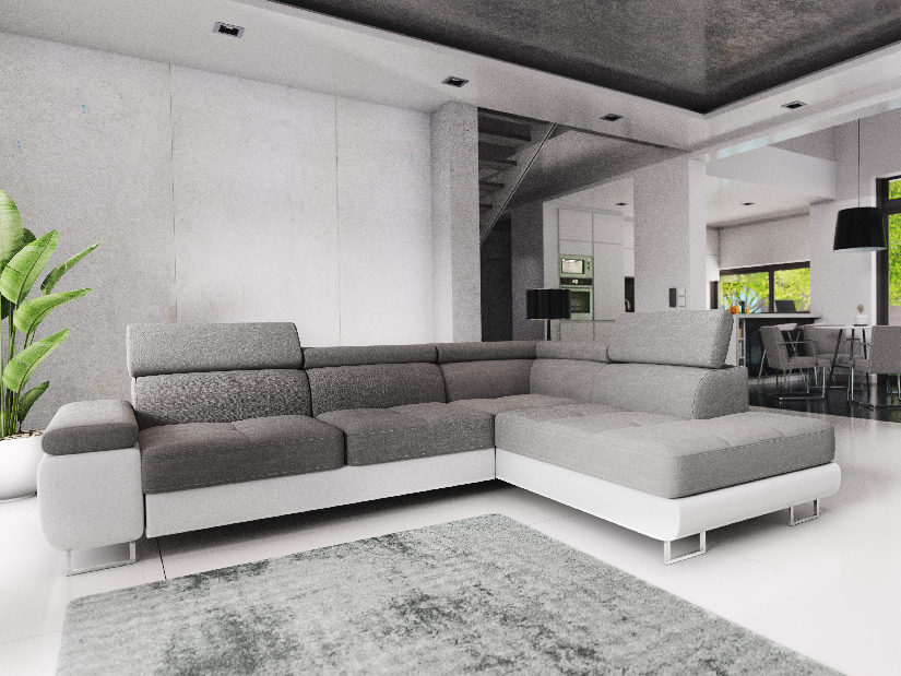 Rohová sedacia súprava Ascend L (sivá + biela) (L)