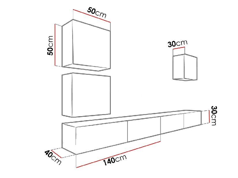Obývacia stena Zigo XXII (biela + sivý lesk) *výpredaj