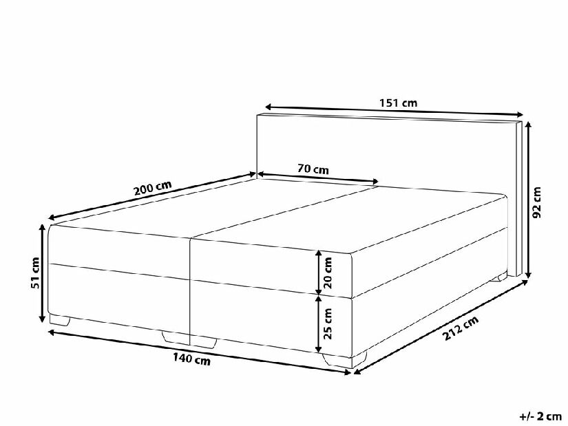 Manželská posteľ Boxspring 140 cm PREMIER (s matracmi) (biela)