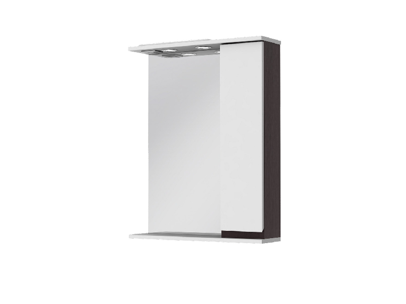 Kúpeľňová skrinka na stenu Juventa Monika MMC2-65 (wenge + vysoký lesk biely) (so zrkadlom) (s osvetlením) (L)