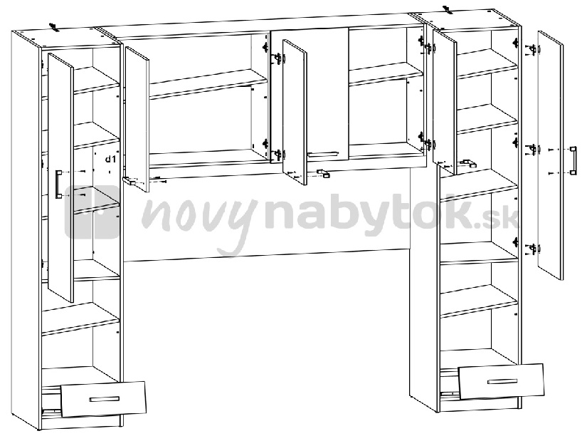 Skrinky nad posteľ BRW Synthia REG6D2S/160