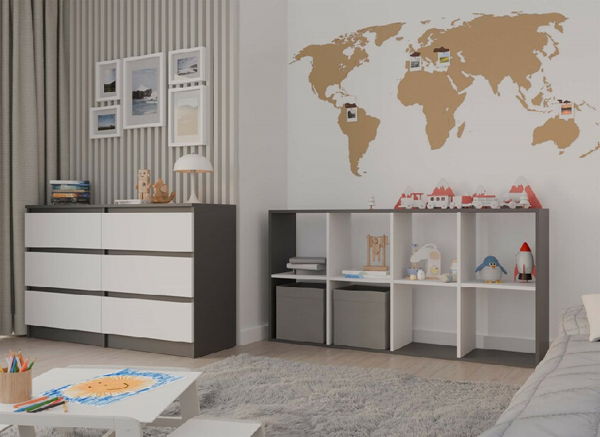 Regál Metros 4 (antracit + biela)