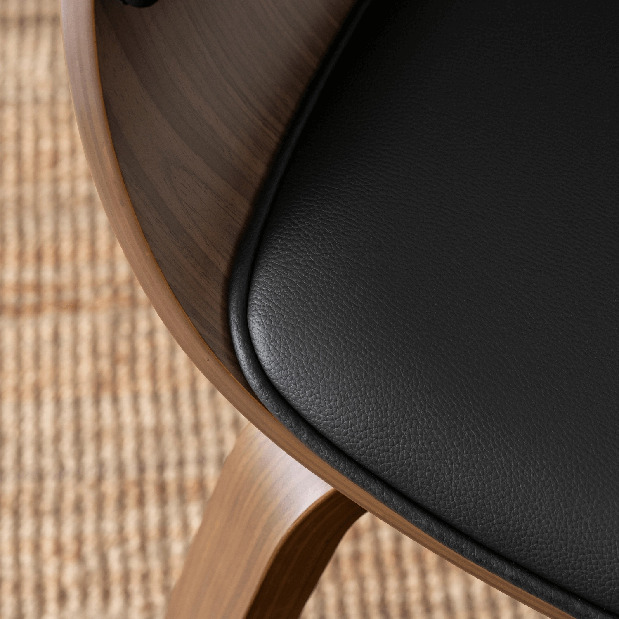 Jedálenská stolička Generosas 1 (čierna ekokoža + orech) 