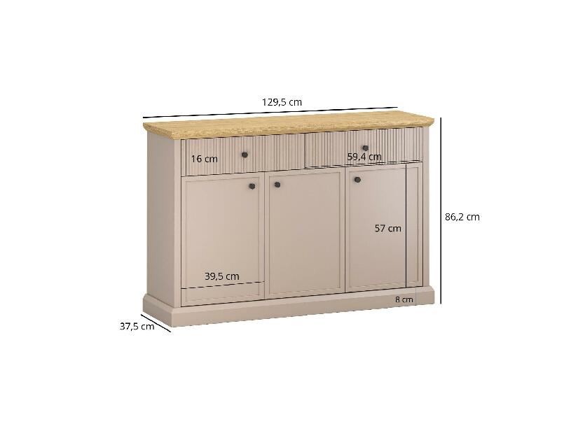 Komoda Indices 1 (taupe + dub kamenný) 