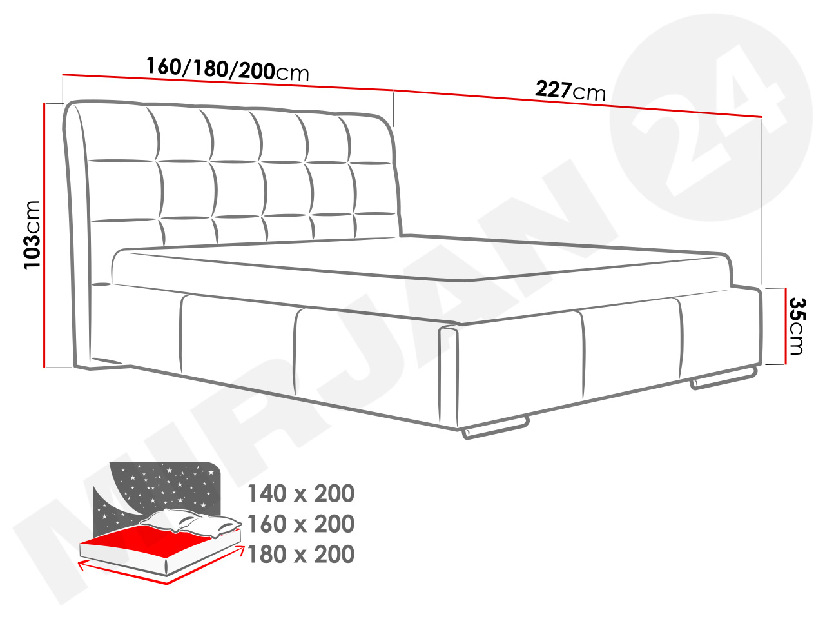 Manželská posteľ 140 cm Pilatus (biela) *bazár