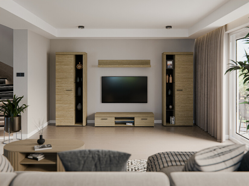 Obývacia stena Rudby XL (dub olejový) (bez osvetlenia)