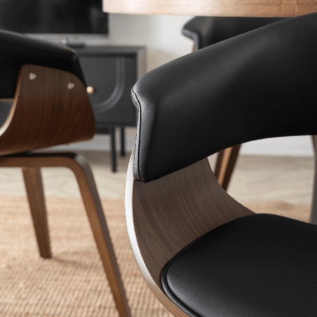 Jedálenská stolička Generosas 1 (čierna ekokoža + orech) 